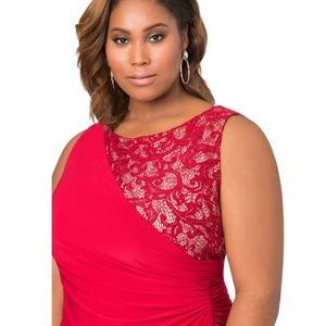 Plus Size Red Lace Detail Evening Dress Sz. 16 W